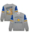 Mitchell & Ness Heather Gray Golden State Warriors Hardwood Classics All Over 4.0 Pullover Sweatshir In Heather Gray