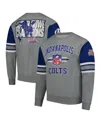 Mitchell & Ness Men's Heather Gray Indianapolis Colts All Over 4.0 Vintage Logo Pullover Sweatshirt In Heather Gray