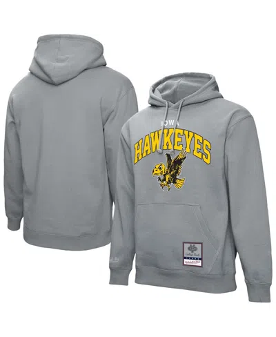 Mitchell & Ness Heather Gray Iowa Hawkeyes Classic Arch Pullover Hoodie