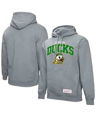 Mitchell & Ness Heather Gray Oregon Ducks Classic Arch Pullover Hoodie