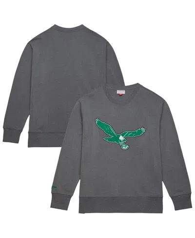 Mitchell & Ness Men's Heather Gray Philadelphia Eagles Snow Washed Fleece Tri-blend Pullover Sweatshirt