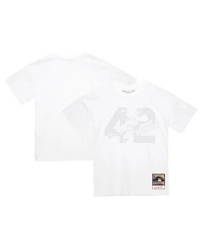 Mitchell & Ness Men's Jackie Robinson White Brooklyn Dodgers Cooperstown Collection Sliding 42 T-shirt