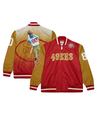 Mitchell & Ness Men's Jerry Rice Scarlet San Francisco 49ers Retired Player Graphic Full-zip Satin Jacket