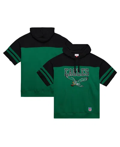 Mitchell & Ness Men's Kelly-green Philadelphia Eagles Off Field Vintage-like Logo Short Sleeve Pullover Hoodie In Kelly Gree