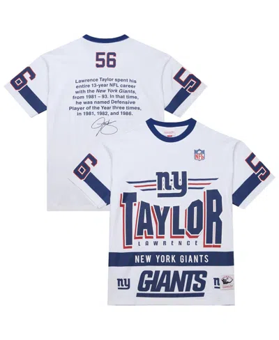 Mitchell & Ness Men's Lawrence Taylor White New York Giants Name Number Team Origins Vintage Logo T-shirt
