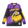Mitchell & Ness Men's Long Sleeve T-shirt Nba Hyper Hoops Moto L/s Hardwood Classics Loslak Dark Purple In Dark Purple