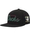 Mitchell & Ness Men's  Black Anaheim Ducks Core Team Script 2.0 Snapback Hat In Black