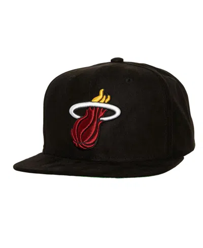 Mitchell & Ness Men's  Black Miami Heat Sweet Suede Snapback Hat