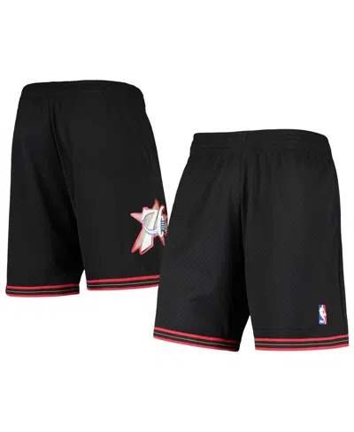 Mitchell & Ness Men's  Black Philadelphia 76ers Primary Team Logo Hardwood Classics Swingman Shorts