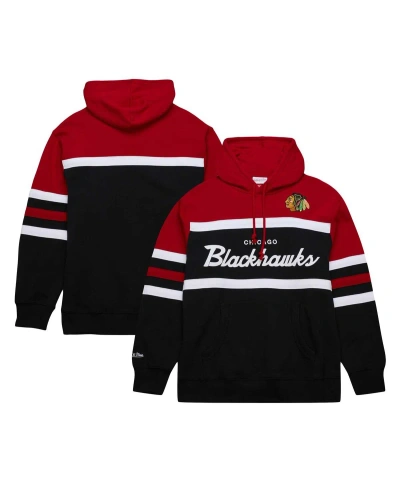 Mitchell & Ness Men's  Black, Red Chicago Blackhawks Head Coach Pullover Hoodie In Black,red