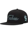 Mitchell & Ness Men's  Black Seattle Kraken Core Team Script 2.0 Snapback Hat In Black
