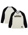 MITCHELL & NESS MEN'S MITCHELL & NESS CREAM BOSTON BRUINS LEGENDARY SLUB VINTAGE-LIKE RAGLAN LONG SLEEVE T-SHIRT