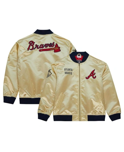 Mitchell & Ness Men's  Gold Atlanta Braves Og 2.0 Lightweight Satin Full-zip Jacket