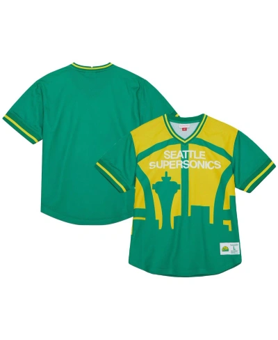 Mitchell & Ness Men's  Green Seattle Supersonics Jumbotron 3.0 Mesh V-neck T-shirt
