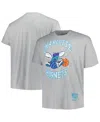 MITCHELL & NESS MEN'S MITCHELL & NESS HEATHER GRAY DISTRESSED CHARLOTTE HORNETS BIG AND TALL HARDWOOD CLASSICS VINTA