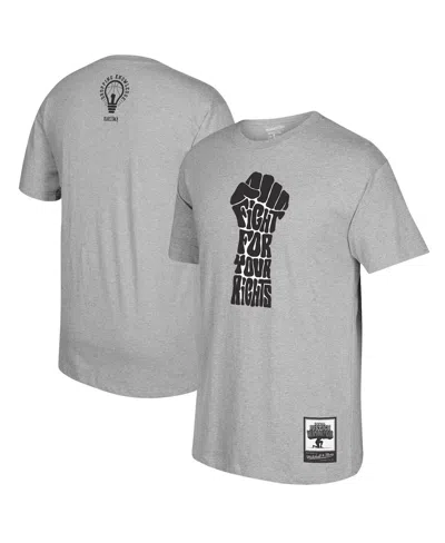 Mitchell & Ness Men's  Kareem Abdul-jabbar Gray Social Justice Warrior T-shirt