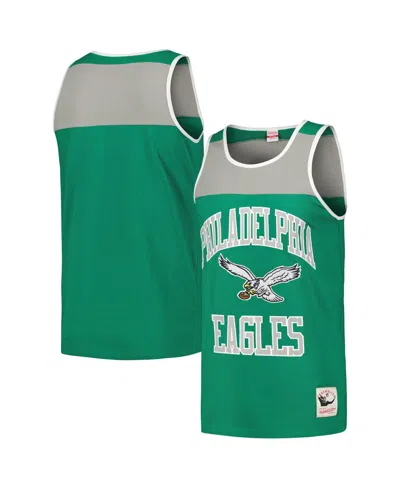 Mitchell & Ness Men's  Kelly Green And Silver Philadelphia Eagles Heritage Colorblock Tank Top In Kelly Green,silver