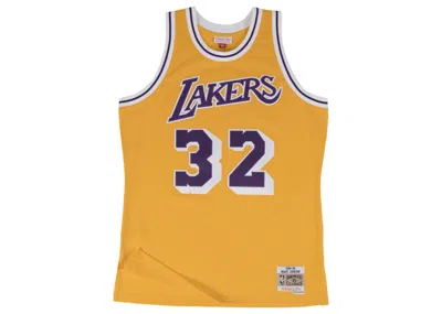 Pre-owned Mitchell & Ness Men's  Los Angeles Lakers Home 198485 Magic Johnson Swingman Jersey In Light Gold