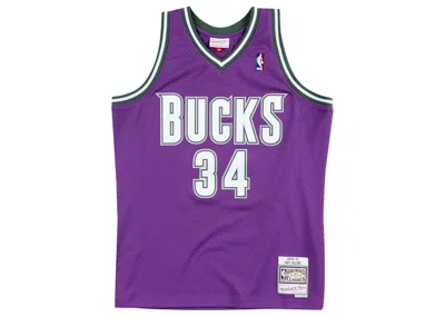 Pre-owned Mitchell & Ness Men's  Milwaukee Bucks Road 200001 Ray Allen Swingman Jersey In Purple