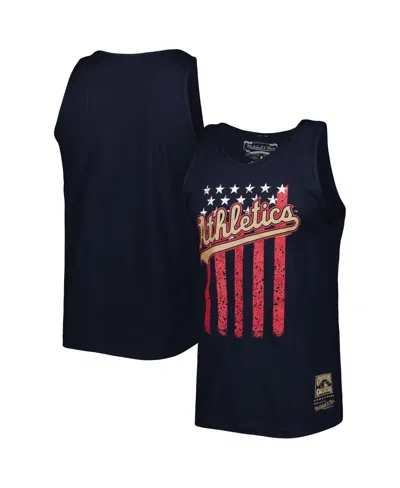 Mitchell & Ness Men's  Navy Oakland Athletics Cooperstown Collection Stars And Stripes Tank Top