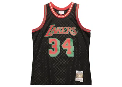 Pre-owned Mitchell & Ness Men's  Neapolitan Shaquille O'neal Los Angeles Lakers 199697 Swingman Jersey In Black