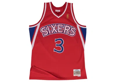 Pre-owned Mitchell & Ness Men's  Philadelphia 76ers Road 199697 Allen Iverson Swingman Jersey In Scarelet Red