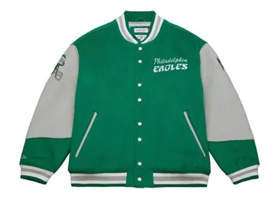 Pre-owned Mitchell & Ness Men's  Philadelphia Eagles Team Varsity Jacket In Grey/green