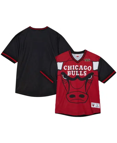 Mitchell & Ness Men's  Red Chicago Bulls Jumbotron 3.0 Mesh V-neck T-shirt