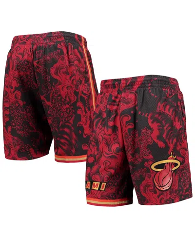 Mitchell & Ness Men's  Red Miami Heat Hardwood Classics Lunar New Year Swingman Shorts