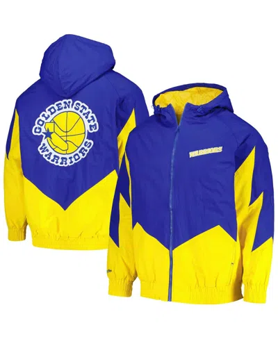 Mitchell & Ness Men's  Royal Golden State Warriors Hardwood Classics Retro Quilted Raglan Full-zip Ho