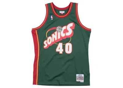 Pre-owned Mitchell & Ness Men's  Seattle Supersonics Road 199596 Shawn Kemp Swingman Jersey In Dark Green