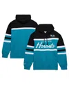 MITCHELL & NESS MEN'S MITCHELL & NESS TEAL, BLACK CHARLOTTE HORNETS HEAD COACH PULLOVER HOODIE