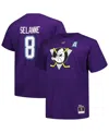 Mitchell & Ness Men's  Teemu Selanne Purple Anaheim Ducks Big And Tall Name & Number T-shirt In Purple
