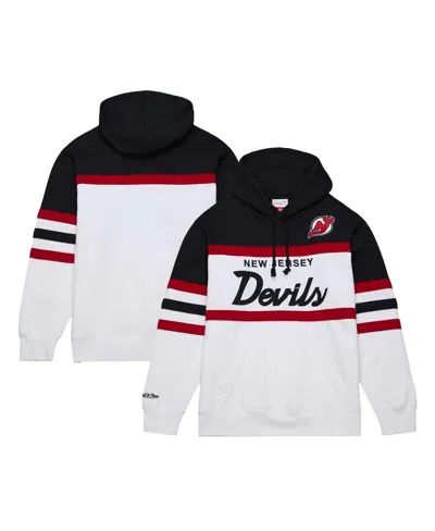 Mitchell & Ness Men's  White, Black New Jersey Devils Head Coach Pullover Hoodie In White,black
