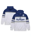 MITCHELL & NESS MEN'S MITCHELL & NESS WHITE, BLUE TORONTO MAPLE LEAFS HEAD COACH PULLOVER HOODIE