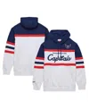 MITCHELL & NESS MEN'S MITCHELL & NESS WHITE, NAVY WASHINGTON CAPITALS HEAD COACH PULLOVER HOODIE