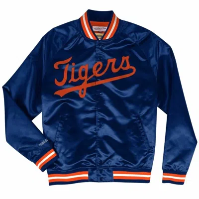 Mitchell & Ness Men's Mlb Detroit Tigers Lightweight Satin Jacket In Navy In Blue