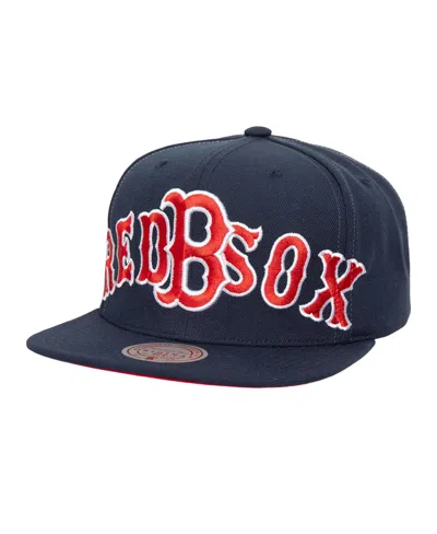 Mitchell & Ness Men's Navy Boston Red Sox Full Frontal Snapback Hat