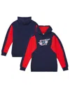 Mitchell & Ness Men's Navy Houston Rockets Color Block 2.0 Fleece Pullover Hoodie In Navy