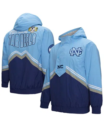 Mitchell & Ness Men's Navy/carolina Blue North Carolina Tar Heels Throw It Back Vintage Logo Full-zip Jacket In Navy,carolina Blue