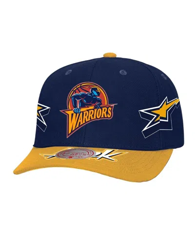 Mitchell & Ness Men's Navy/gold Golden State Warriors As2k Stars Pro Crown Adjustable Hat In Navy,gold