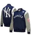 Mitchell & Ness Men's Navy/gray New York Yankees Cooperstown Collection Team Origins Satin Full-snap Jacket In Navy,gray