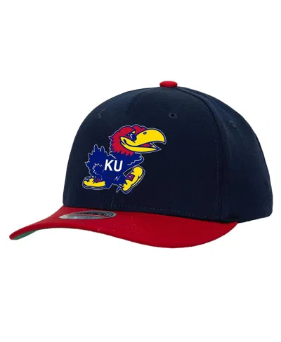 Mitchell & Ness Men's Navy/red Kansas Jayhawks 2-tone 2.0 Snapback Hat In Navy Red