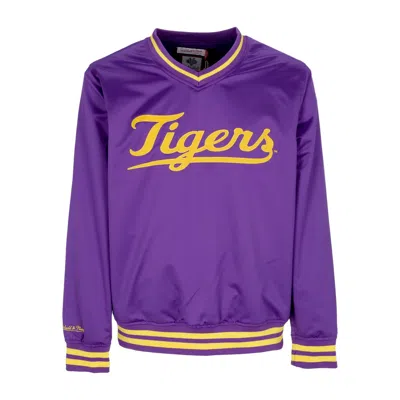 Mitchell & Ness Men's Ncaa Sideline Pullover Satin Jacket Loutig Purple