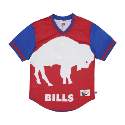 Mitchell & Ness Men's Nfl Jumbotron 3.0 Mesh V-neck Jersey Bufbil Multi/white In Red
