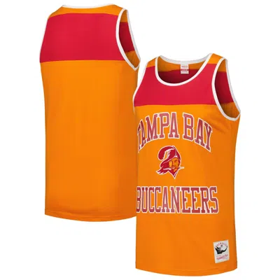 Mitchell & Ness Men's Orange/red Tampa Bay Buccaneers Gridiron Classics Heritage Colorblock Tank Top In Orange,red
