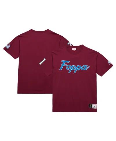 Mitchell & Ness Men's Peter Forsberg Burgundy Colorado Avalanche Premium Nickname Vintage Logo T-shirt