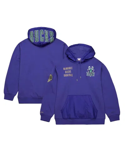 Mitchell & Ness Men's Purple Milwaukee Bucks Team Og 2.0 Vintage Logo Fleece Pullover Hoodie
