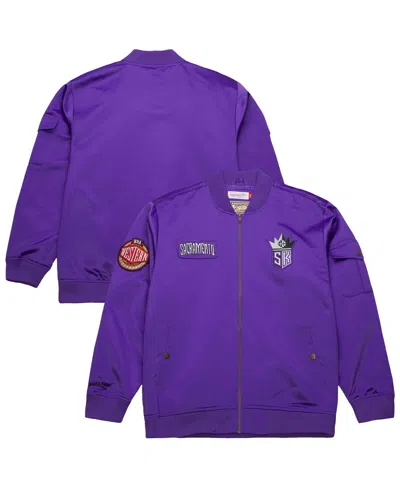 Mitchell & Ness Men's Purple Sacramento Kings Hardwood Classics Nights Team Leader Satin Full-zip Jacket