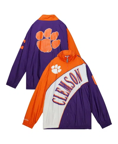 Mitchell & Ness Men's Purple/orange Clemson Tigers Arched Retro Lined Full-zip Windbreaker Jacket In Purple,orange